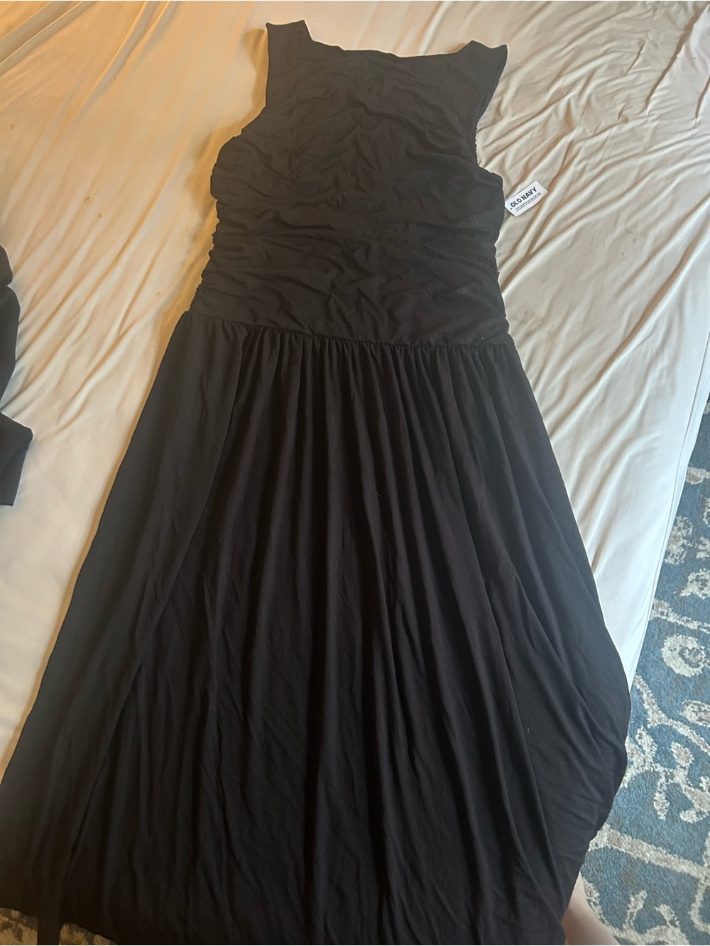 Old Navy Black Sleeveless Ruched Maxi Dress